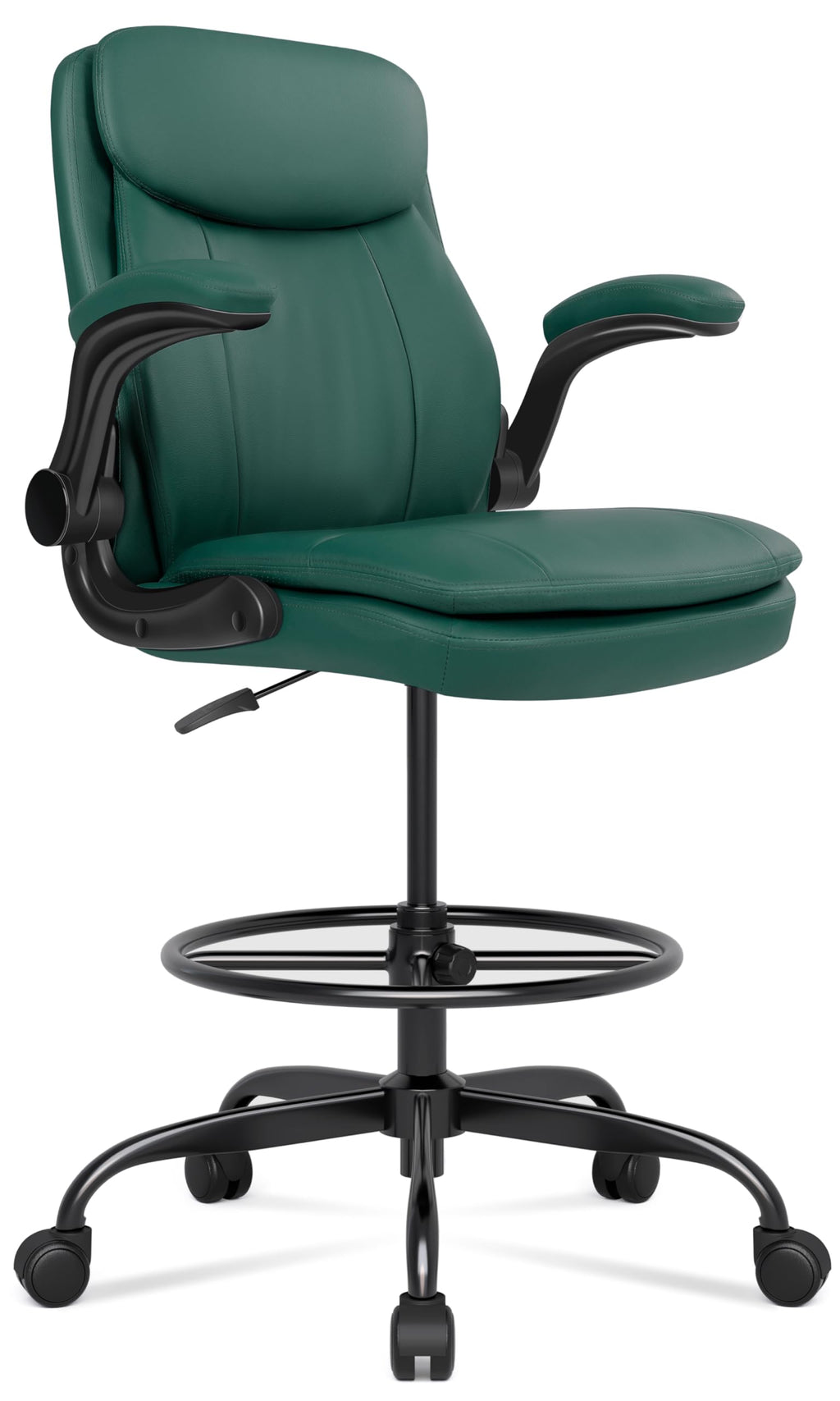 Misolant Drafting Chair, Tall Office Chair for Standing Desk, High Leather Executive Office Chair with Adjustable Height and Flip-up Armrest