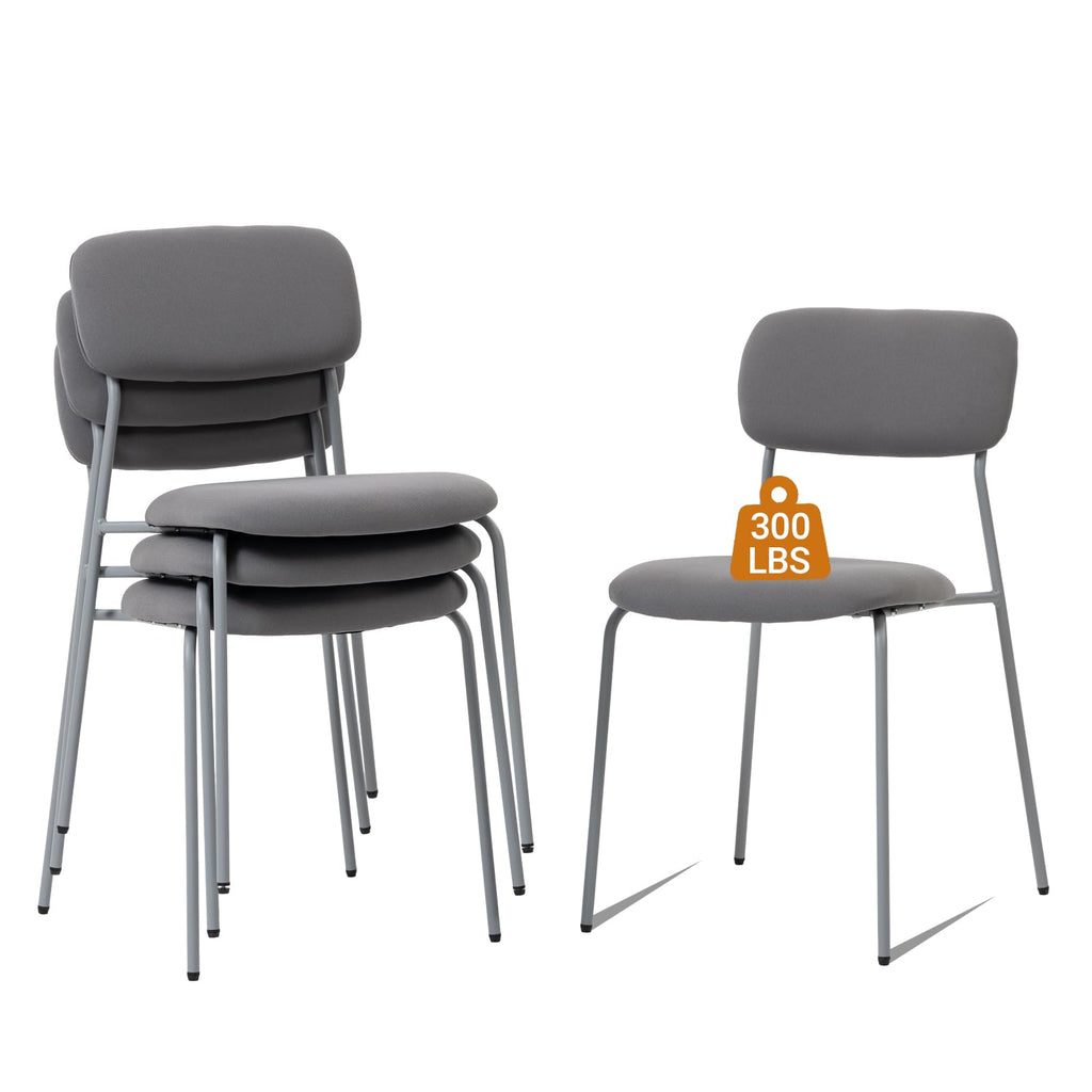 Sidanli Reception Chair Set of 4, Stackable Waiting Room Seating for Office, Lobby, and Guest Use, Grey, Standard