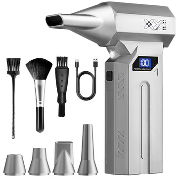 Compressed Air Duster, 150000RPM Powerful Electric Air Duster, 4-Gears Adjustable Cordless Air Blower with LED Light, Rechargeable Dust Blower for Computer, Keyboard,Home and Car