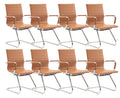 Cimota Waiting Room Chairs Leather Office Guest Chair Mid Back Reception Chairs with Sled Base for Meeting/patient/conference Room, Brownish