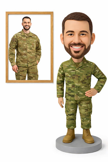 Custom Military Figurine from Photo – Personalized Army Soldier Figurine, Handmade Military Gift for Veteran, Dad, Husband, Birthday, Retirement