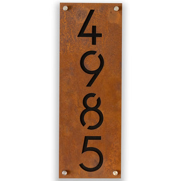Personalized Rusted Iron House Number Sign, Modern Outdoor Address Plaque