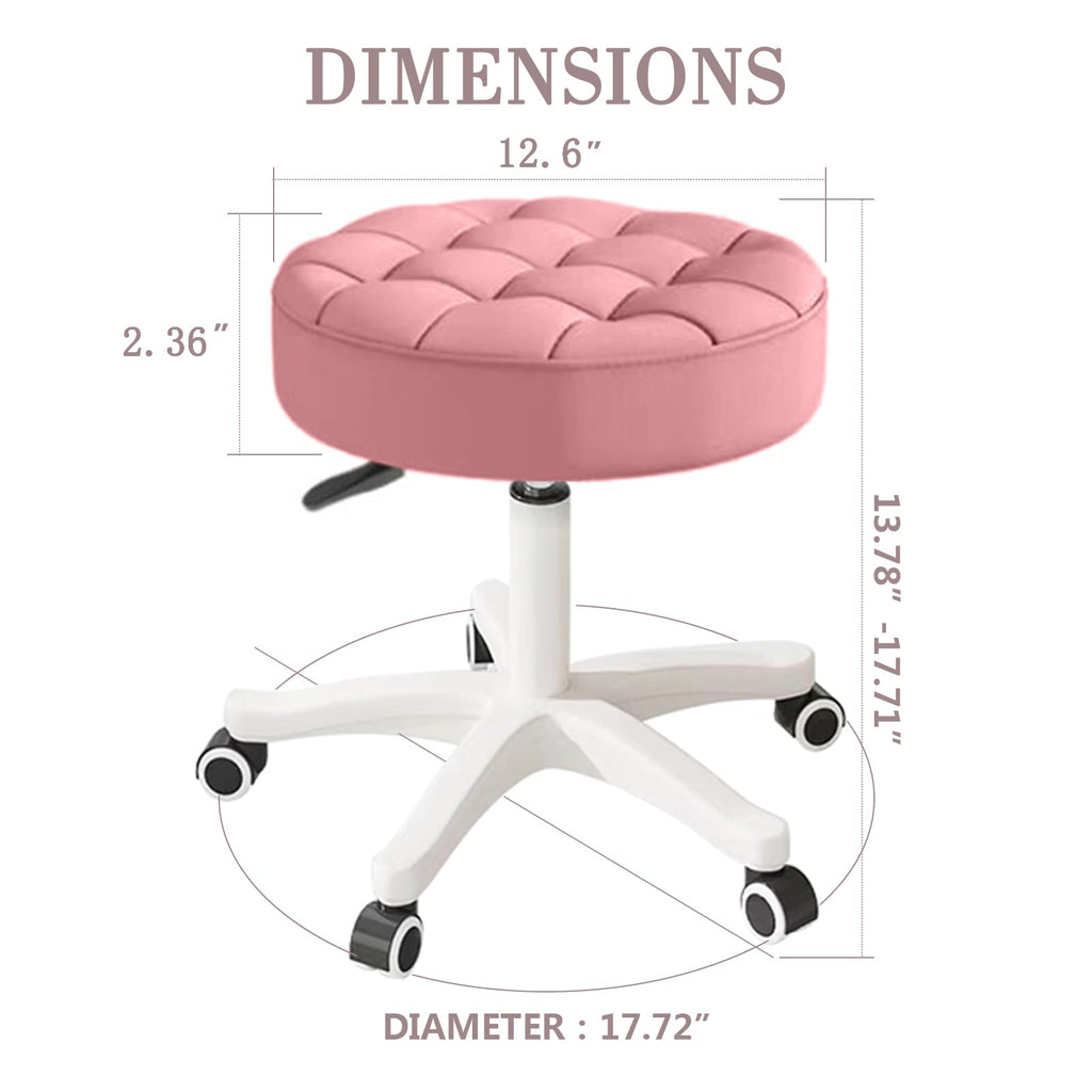 Hdhnba Small Chair Round Rolling Stool with Wheels Pu Leather Height Adjustable Swivel Drafting Work Spa Salon Stools Home Office Chair,2 Pack