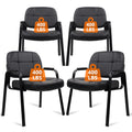 Clatina Big & Tall 400 Lbs Waiting Room Guest Chair Set of 4, Leather Office Reception Chair No Wheels with Backrest Wide Seat and Padded Arms