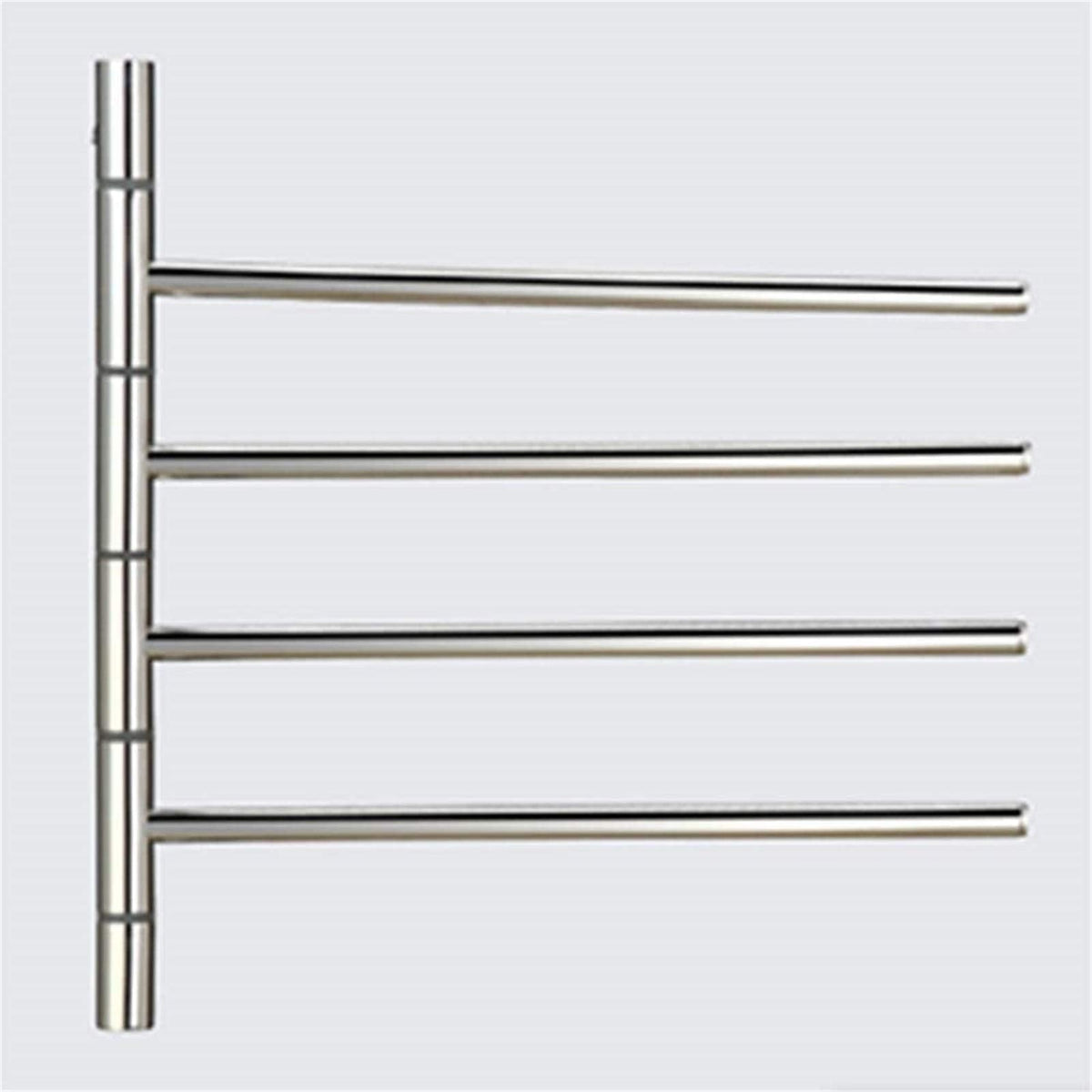 Wall-Mounted Rotating Towel Heater, 4-Bar Smart Electric Towel Rack Heating Rack Wall-Mounted Bathroom Shelf, Silver