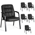 Olixis Office Waiting Room Guest Chair Set of 6, 500lbs, Faux Leather, 6 pack, Modern Black
