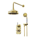 Thermostatic Shower System, Gold Bathroom Shower Faucet Set Thermostatic Shower Mixer Set 2 Functions Shower Fixtures Concealed Shower Kit with Shower Valves