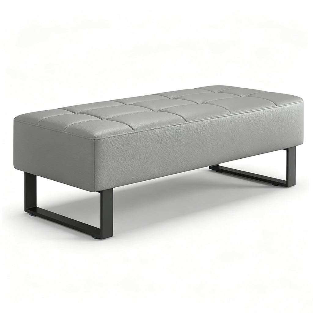 Brysj Waiting Room Bench Faux Leather Office Guest Chair Upholstered Lobby Furniture for Home Conference Room Beauty Salon Shop Barbershop