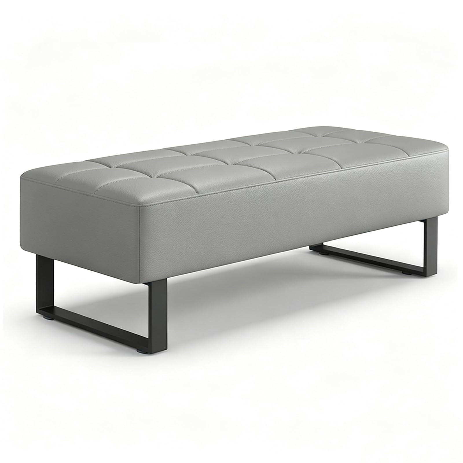 Brysj Waiting Room Bench Faux Leather Office Guest Chair Upholstered Lobby Furniture for Home Conference Room Beauty Salon Shop Barbershop