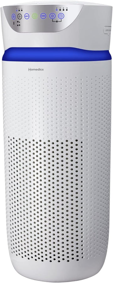 Homedics 5-in-1 UV-C Air Purifier - Extra Large Air Purifiers for Bedroom and Home, Essential Oil Pads, Built-In Timer, 5 Speed Settings for Large Rooms, White - Renewed
