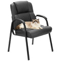 Olixis Waiting Room Chairs, Leather Office Desk Reception Guest Stationary Side Chair with Padded Arms for Home Conference Lobby Area Meeting
