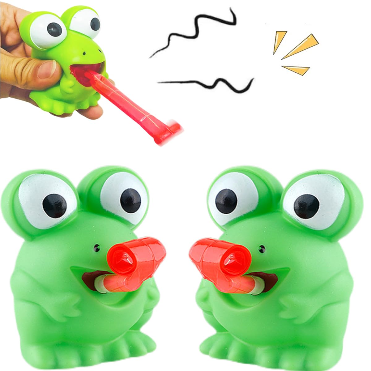 LBKKC Puking Squeeze Stress Frog Toys,Tongue Sticking Out, Birthday Party Favor, Novelty Relief Squeeze Toys Gags Gifts for Kids Adults,Sensory Toy, 2 Pack
