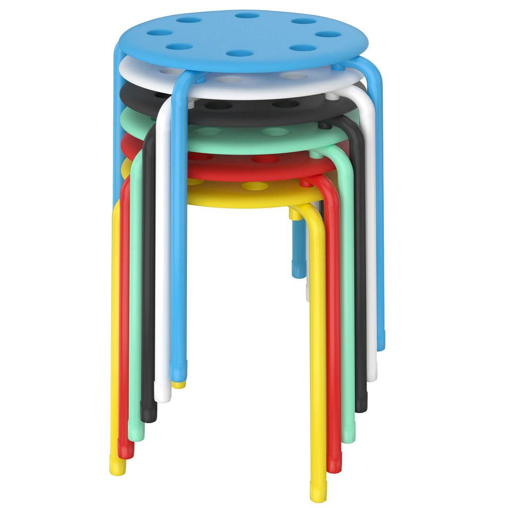 Vecelo 6 Piece Stacking Stools Flexible Seating, 17.7 Inch Standard Height, Portable Stackable Nesting Stools for School Classroom Office, No
