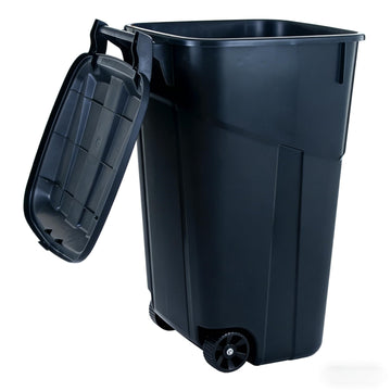 45 Gallon Trash Can, Heavy Duty Plastic Garbage Cans, Outdoor Trash Can with Lid and Wheels Black for Terrace, Garage, Garden, Kitchen, Living Room Indoor and Outdoor Scenes