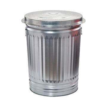 31 Gallon Metal Trash Can, with Lid, Steel Wire Handle, Galvanized Garbage Can for Patios, Garages, Parks, and Kitchens, Seed & Pet Food Storage Silvery