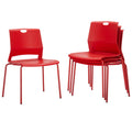 Sidanli Stackable Office Chairs, Red Guest Chairs with Comfortable Streamline Seat, Stacking Chairs No Wheels for Conference Room, Set of 4