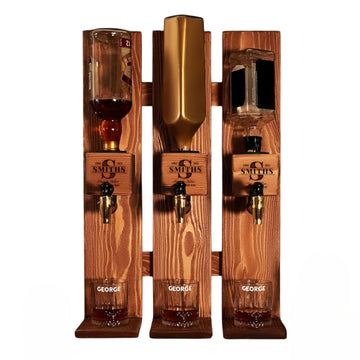 Personalized Wooden Wall Mount Whiskey Dispenser with Glasses, Custom Whiskey Gift, Liquor Decanter, Home Bar Decor, Unique New Home Gift