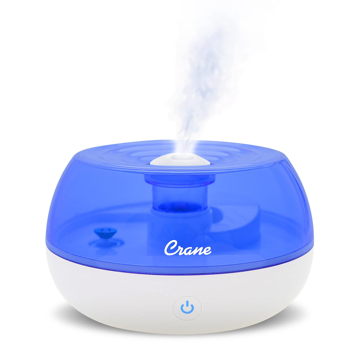 Crane Personal Ultrasonic Cool Mist Travel Humidifier and Vaporizer for Congestion Relief, 360° Adjustable Nozzle, Filter-Free .75 Liter Tank, Blue/White, Office Humidifier