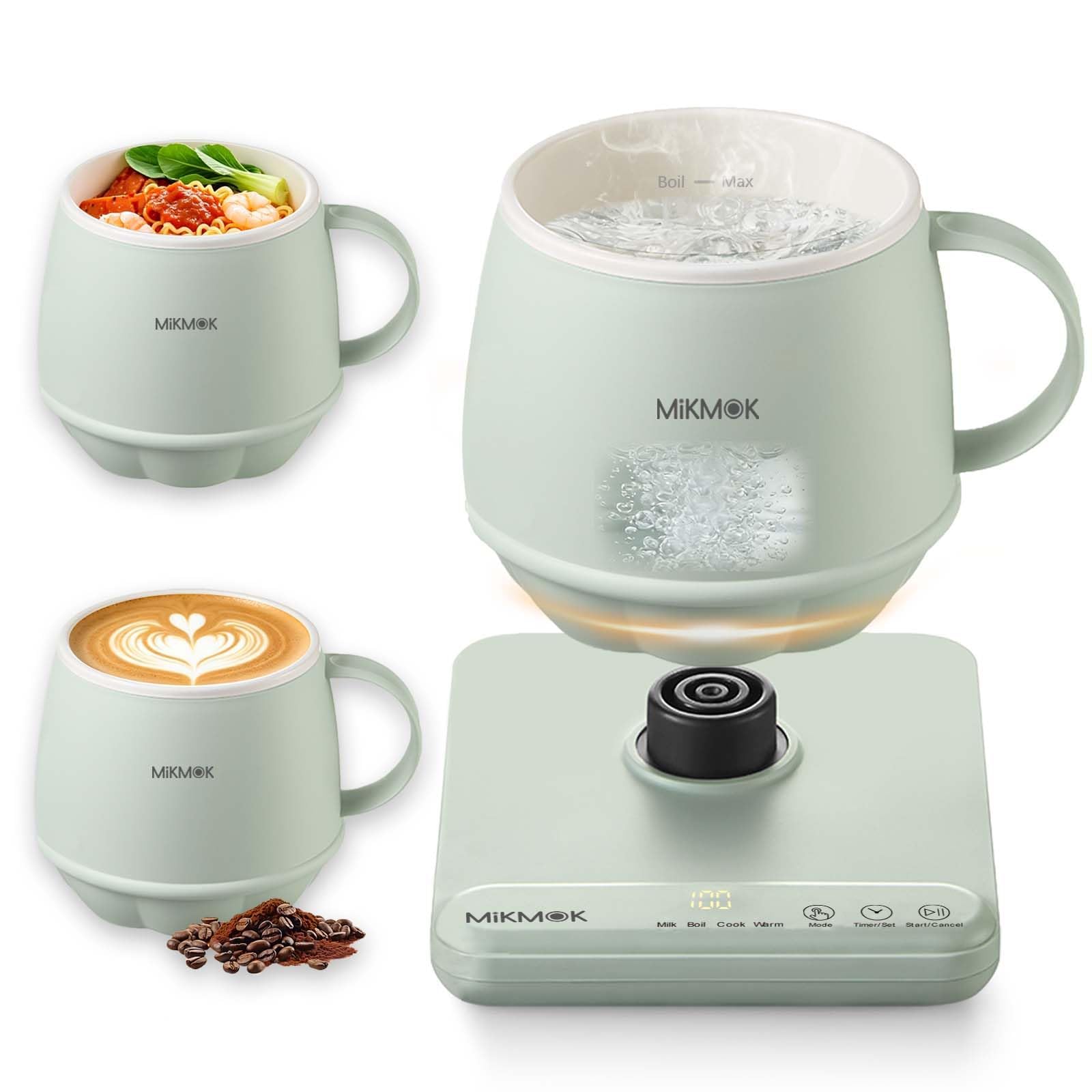 Desk Electric Mug 400ML - 300W Fast Boiling Kettle & Water Warmer with Temperature Control 45-100?, 4-in-1 Heating Mode Cup for Coffee Tea Oatmeal, Mini Hot Water Dispenser for Office Dorm Home