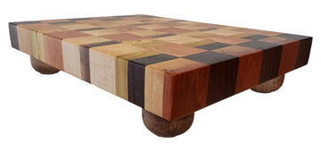 Raised Butcher Block Cutting Board -beautiful gorgeous Cherry Beech Poplar Walnut Maple hardwood-2" thick X 13 1/2" wide X 17 1/2" long Chopping Block Butcher Blocks Cutting Board -End Grain hardwood