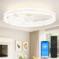 VOLISUN Ceiling Fans with Lights and Remote, 23.6in Low Profile Ceiling Fans with Light, 3000K-6500K Dimmable Fandelier Ceiling Fan, White Flush Mount Ceiling Fan for Bedroom