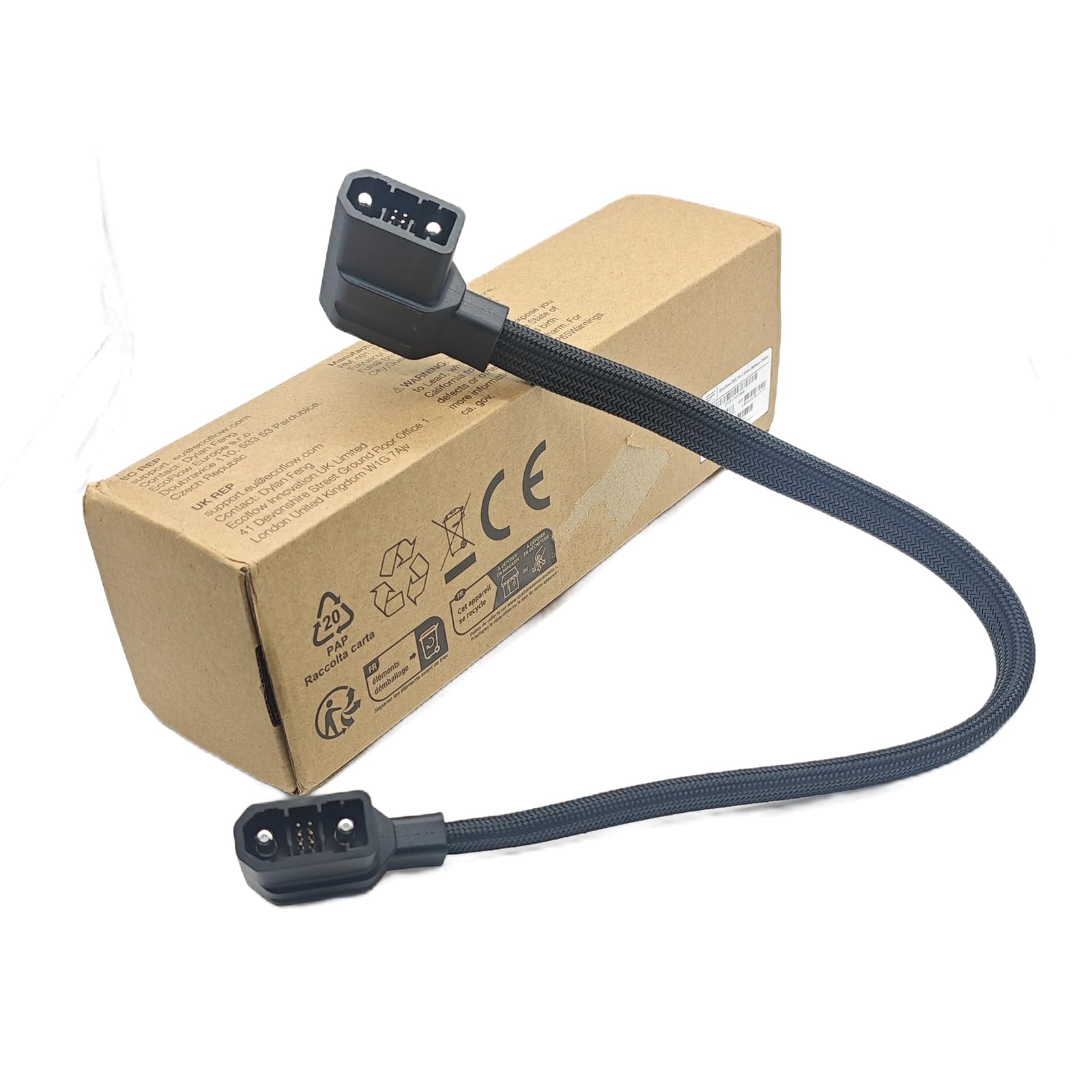 Extra Battery Connection Cable Compatible with Delta Max, Delta 2, Delta 3 (Plus/1500) & Wave 2/3 -Generator Power Cord, 20 Inchs,Gray Braided (Not Compatible with Delta Pro/Pro 3/Ultra/3 Max)