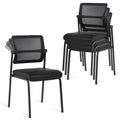 Clatina Stacking Chairs 10 Pk, Adjustable Backrest Stackable Mesh Office Waiting Room Armless Chair with Wheels for Guest Reception Conference
