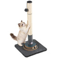 31.5" Tall Cat Scratching Post, Natural Sisal Scratcher with Large Plush Base & Interactive Toys for All Cats?Grey