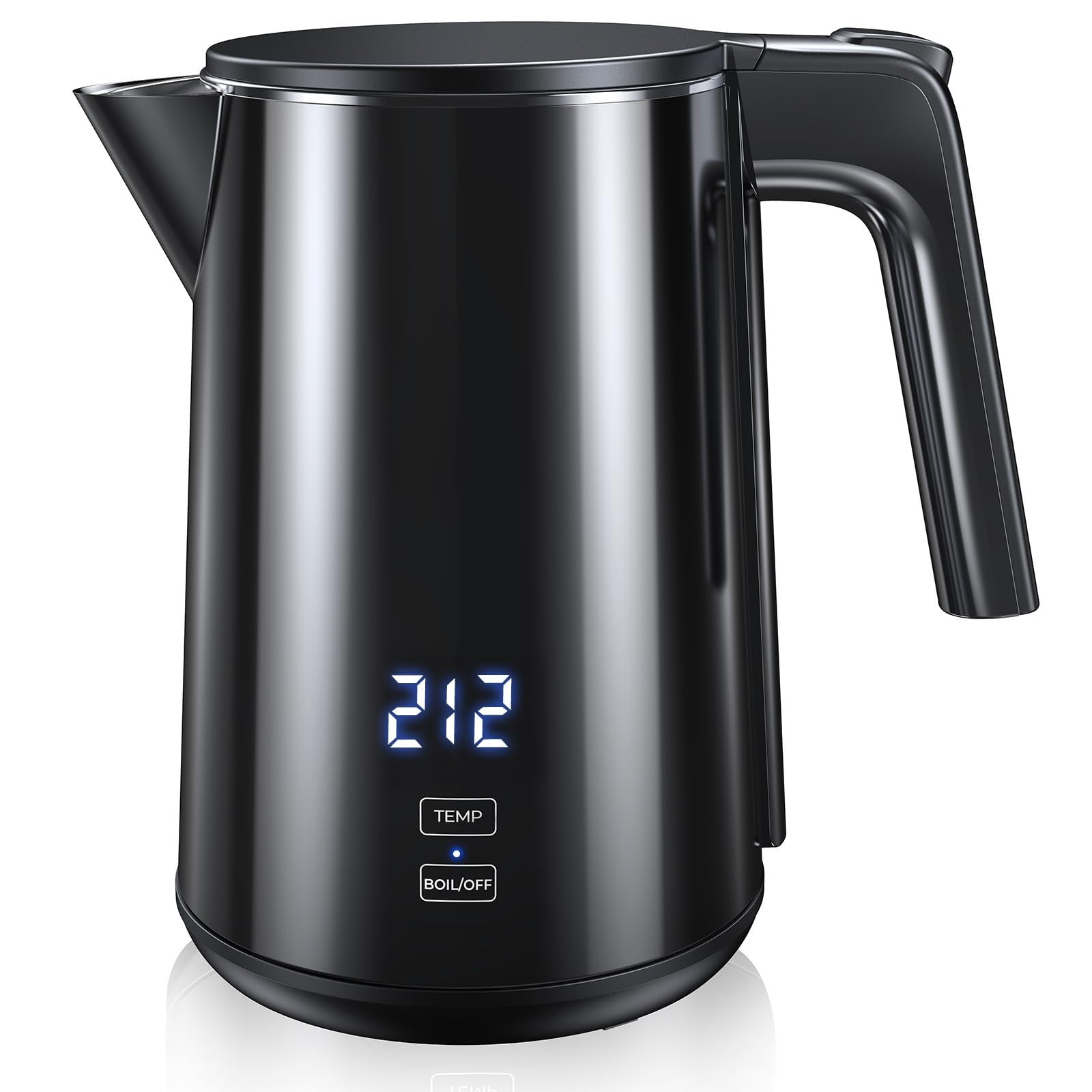 Electric Kettle with Digital Display & Temperature Control, 1.0L Stainless Steel Water Boiler, 1200W Fast Boiling, 4H Keep Warm, BPA-Free Auto Shut-Off, Tea Coffee Kettle for Home Office 120V, White
