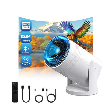 Wireless Mini Projector with WIFI 6 and Bluetooth, 4K 1080P Support Portable Projector 180° Rotatable. 17"-130" Screen Video Projector. Compatible for Smartphone, Laptop, PC(Q6 mate)