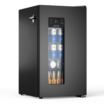 Northair21°F Ultra-Cold Beer Fridge, 1°F Precise Temp Control, Glass Door Beverage Cooler with Blue LED, Quiet Mini Fridge for Home Bar, Game Room & Office