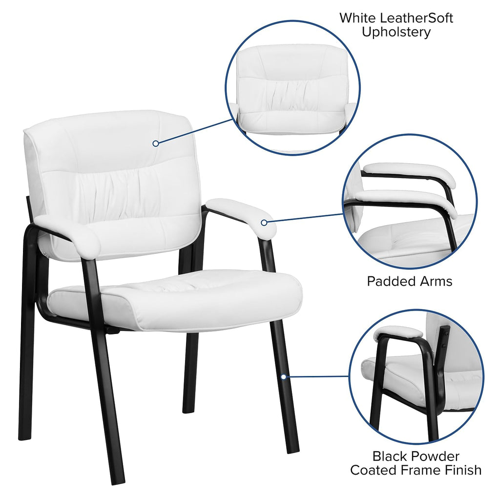 Flash Furniture Leathersoft Reception Chair, White/black, Set of 1, White Leathersoft/black Frame