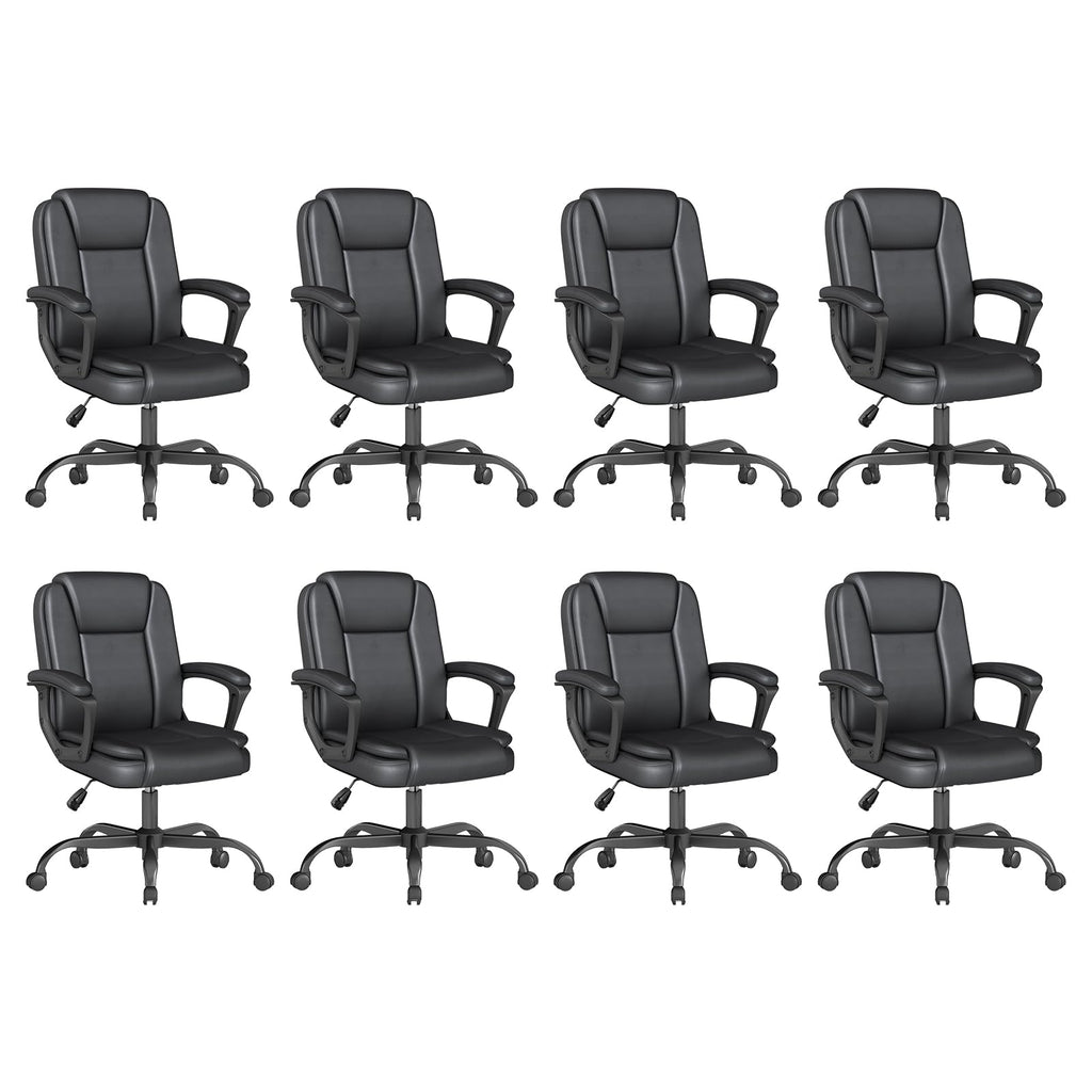 Keratee Executive Office Chair, Leather Desk Computer Chair with Padded Armrests, Mid-back Swivel Adjustable Ergonomic Design for Home Office,