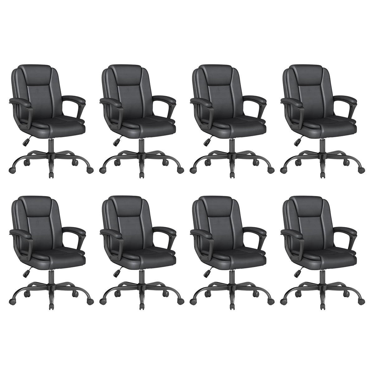 Keratee Executive Office Chair, Leather Desk Computer Chair with Padded Armrests, Mid-back Swivel Adjustable Ergonomic Design for Home Office,
