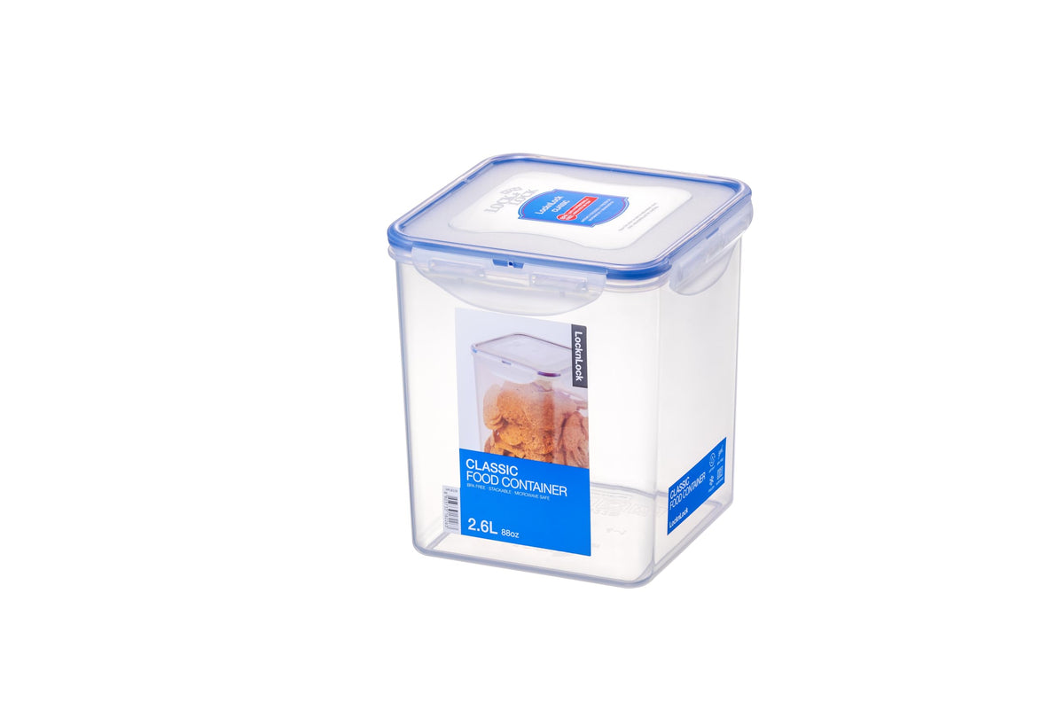 LOCK & LOCK Easy Essentials Pantry Food storage containers with lids / Pantry storage / Airtight containers, BPA free - Square - 11 cup - Great for Sugar, Clear