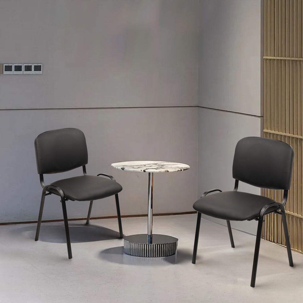 Clatina Stacking Waiting Room Chairs, Pu Leather Armless Office Guest Chair with Metal Frames, Stackable Conference Room Chairs No Wheels for