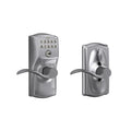Schlage Camelot Keypad Lock with Lever Handle, Electronic Keyless Door Entry, Flex Lock Auto?Lock Option, Satin Chrome, FE595 CAM 626 ACC