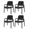 Cllatina Waiting Room Chairs with Padded Arms Leather Guest Chair No Wheels for Office Reception and Conference Desk Black, 4 Pack