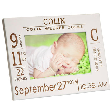 The Gifted Oak Personalized Birth Announcement Picture Frame with Stats - Newborn Picture Frame - New Baby Gift - Birth Statistics Frame - Gift for New Parents - Gift for Grandparents
