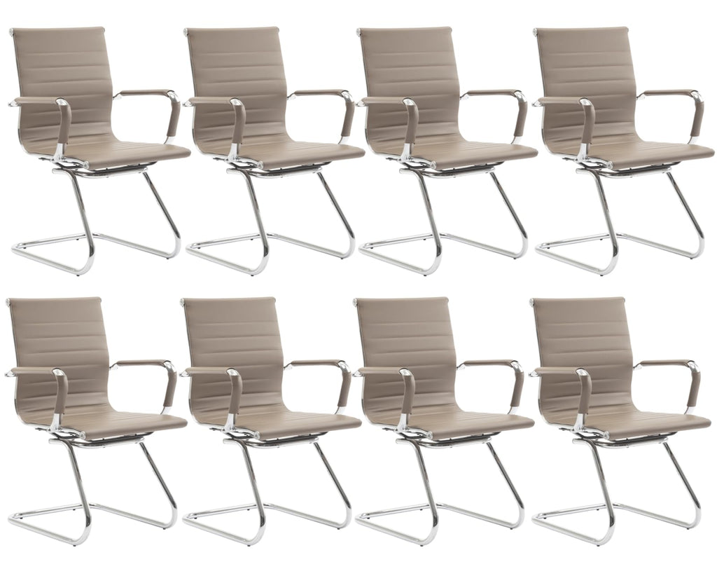 Cimota Waiting Room Chairs Leather Office Guest Chair Mid Back Reception Chairs with Sled Base for Meeting/patient/conference Room, Light Brown