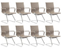 Cimota Waiting Room Chairs Leather Office Guest Chair Mid Back Reception Chairs with Sled Base for Meeting/patient/conference Room, Light Brown