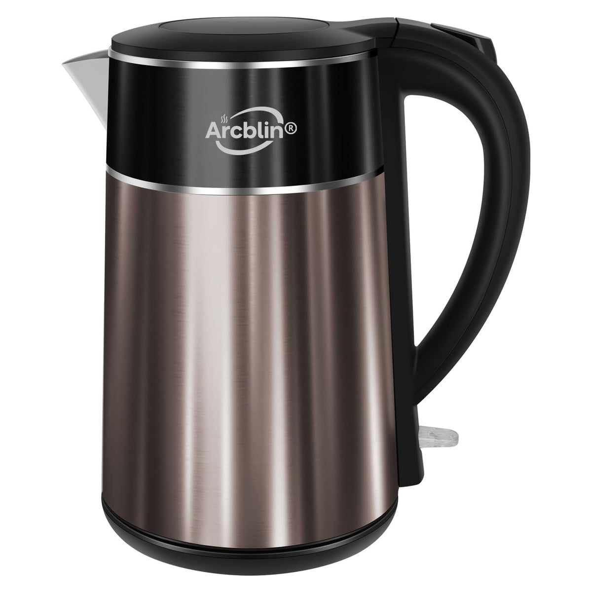 Electric Kettle 1.8L, 1350W Fast Boiling Tea Kettle and Hot Water Boiler, Double Wall Cool Touch Design with 100% Stainless Steel Interior, Auto Shut-Off & Boil-Dry Protection, Black and Gold