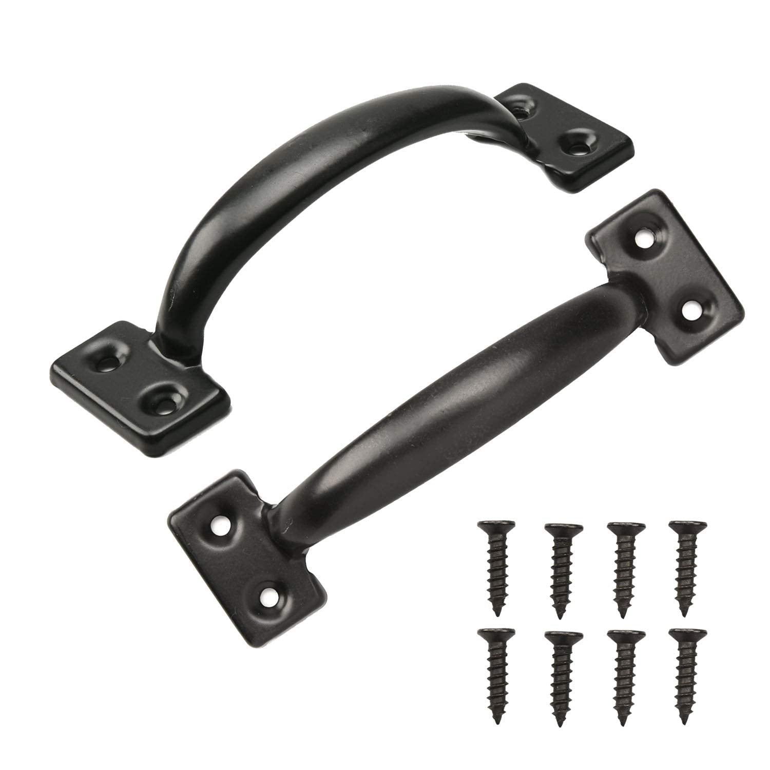 TamBee 2PCS 6-1/2 Inch Pulls Black Door Pull Handle Metal Kitchen Cabinets Furniture Wardrobe Medicine Handle in Black Door Hardware Gate Handle Door Pulls Warehouse Outdoor