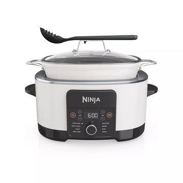 Ninja MC1001H Foodi PossibleCooker PRO 8.5 Quart Multi-Cooker, 8-in-1 Slow Cooker, Pressure Cooker, Dutch Oven & More, Glass Lid & Integrated Spoon, Nonstick, Oven Safe to 500°F, White (Renewed)