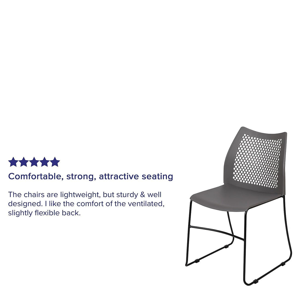 Flash Furniture Hercules Stack Chair with Air-vent Back, Gray, Set of 1, Grey