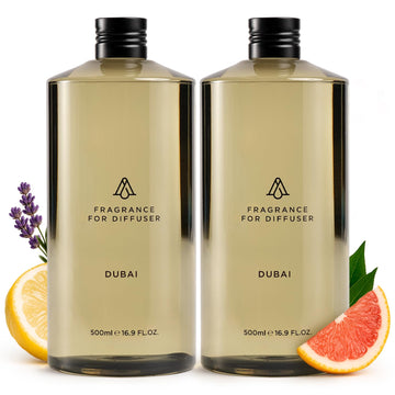 AromaPlan Hotel Scents Dubai 2-Pack (16.9 Fl Oz/500ml Each) Home Luxury Aroma & Hotel Fragrance Diffuser Oil- Hotel Diffuser Oil for Aromatherapy-USA Made, Bigger Bottle,Bolder Aroma & Longer Lasting
