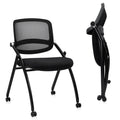 Clatina Stackable & Foldable Conference Chair with Wheels, Ergonomic Mesh Back,300lbs Capacity, Breathable Padded Seat, Armless Office Chair