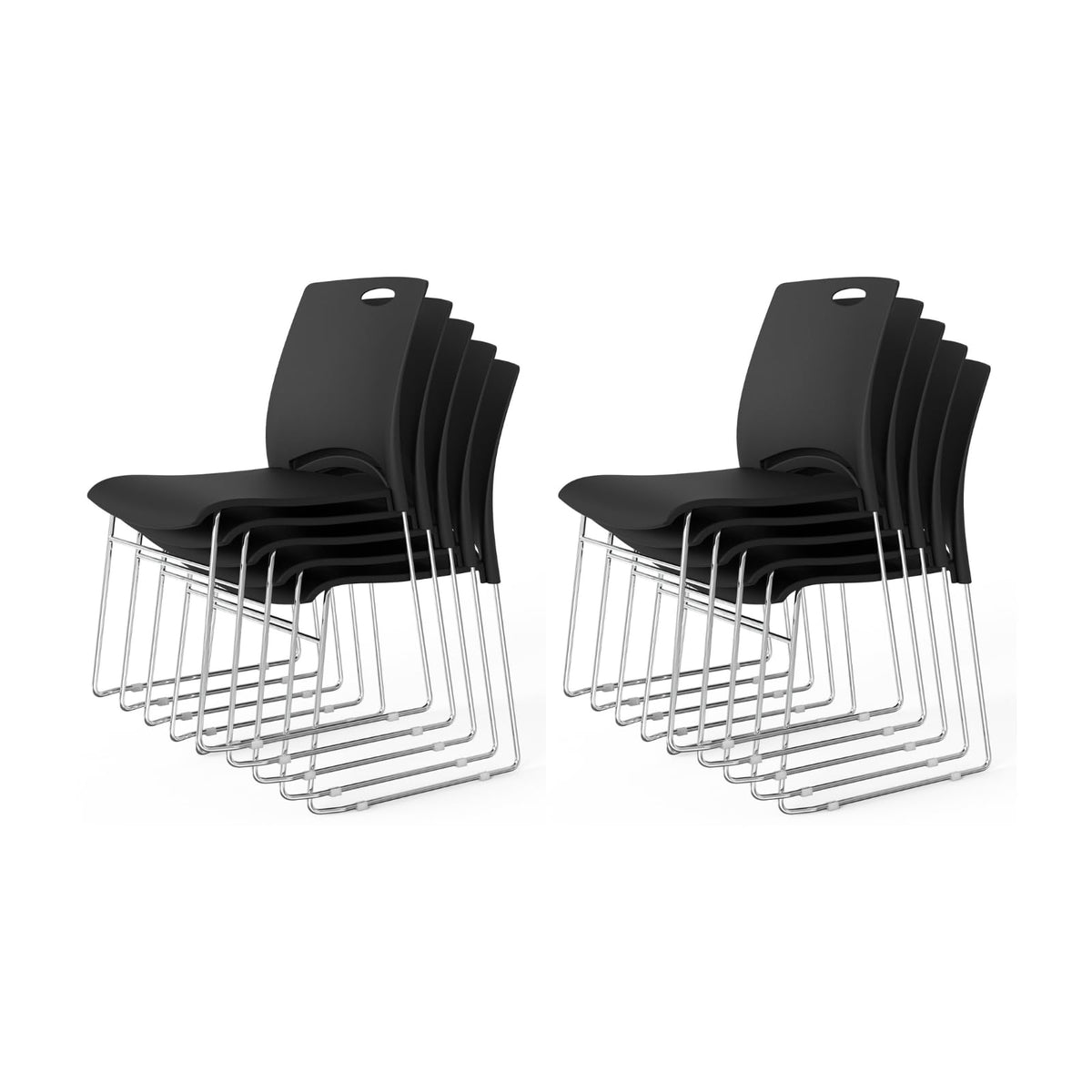 Vingli 10 Pack Plastic Stacking Chairs, Stackable Office Chair, Black
