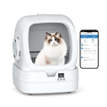 Mintakawa Automatic Cat Litter Box Self Cleaning - APP Control and Weight Monitoring - Ultra-Quiet, Suitable for Medium Cats and Kittens, Safe Anti-Pinch Litter Box (Assembly Required) - White
