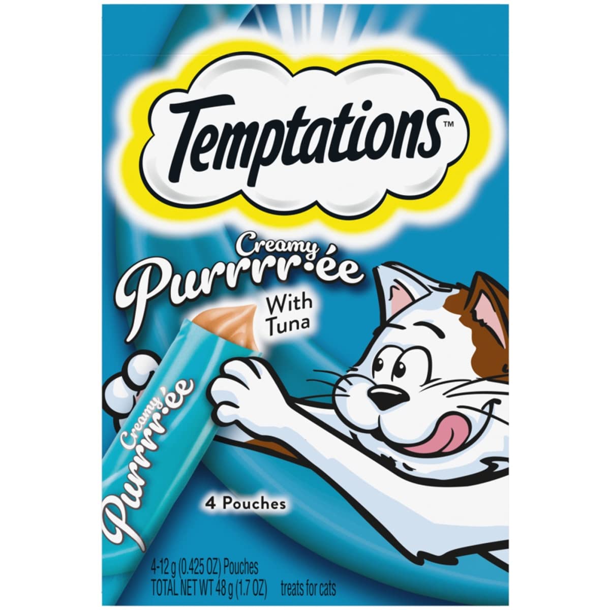 Temptations 023100137445 Creamy Purrrree Tuna Cat Treats - 1.7 oz - 4 Pouches Each